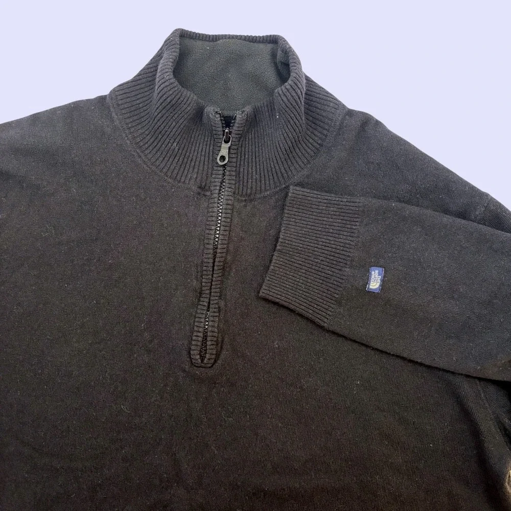 The North Face Mens XL Black Cotton Wool Blend Quarter Zip Pullover‎ Sweater